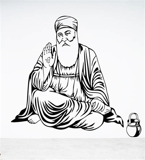 Buy Decor Kafe Self Adhesive Vinyl Shree Guru Nanak Dev Ji Wall Decal ...