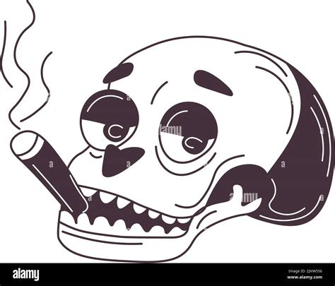 Skull Smoking Cigarette Skeleton Man Character Stock Vector Image