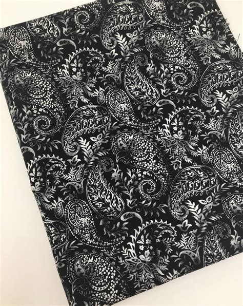 Black and White Paisley Fabric Fabric by the yard Fat | Etsy