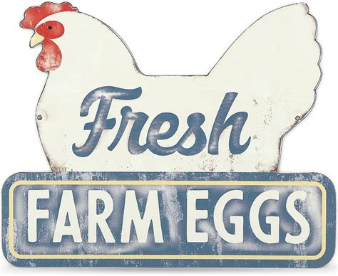 Fresh Farm Eggs Metal Sign Vintage Farmhouse Kitchen Sign With Hen