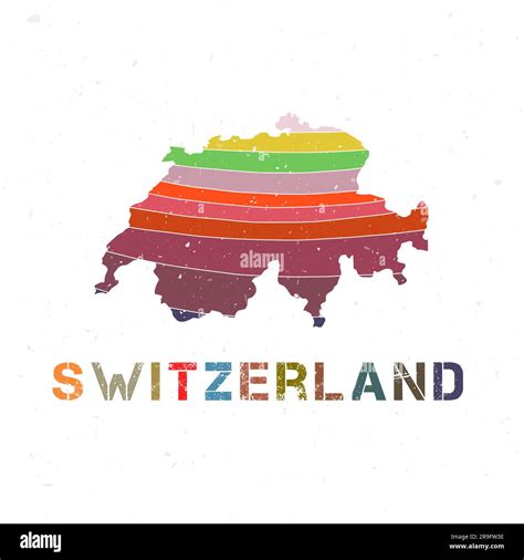 Diseño de mapas de Suiza Forma del país con hermosas ondas geométricas