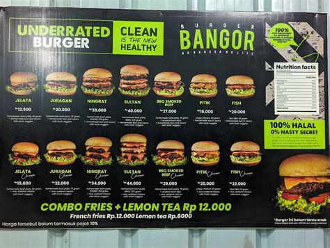 Carta Del Restaurante Burger Bangor Buah Batu Bandung