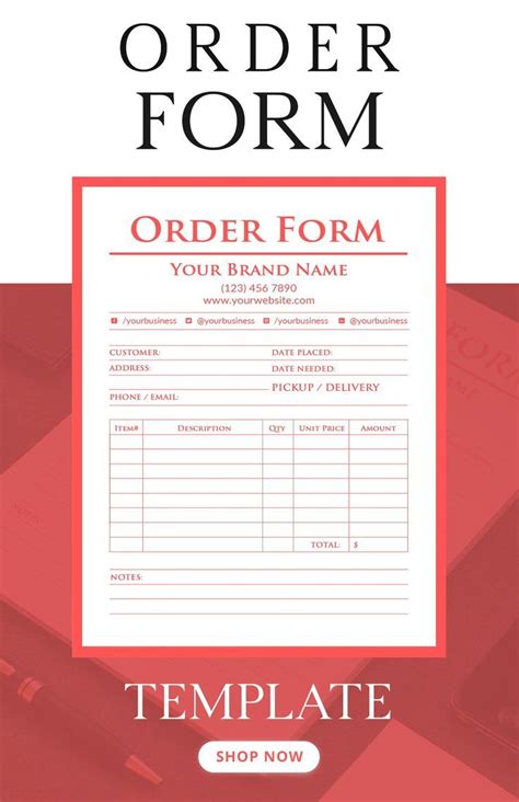 Order Form Template Made With Canva Order Form Template Receipt Template Purchase Order Form