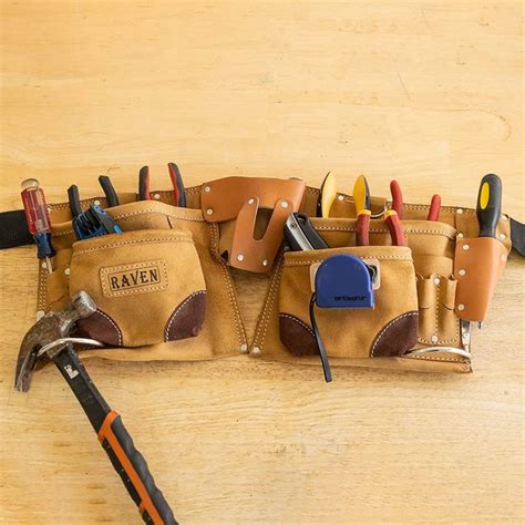 Tooltreaux Pocket Leather Tool Belt Large Hammer Drill Tool Pouch