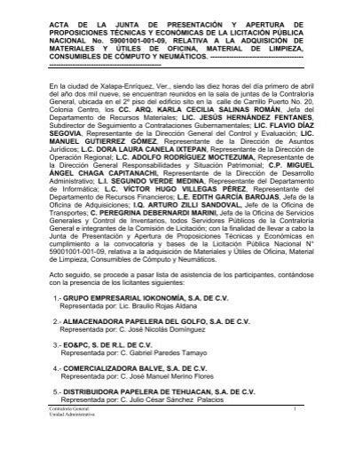 Acta De Recepci N Y Apertura De Propuestas Tecnicas Y Econ Mica