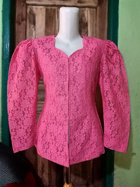 Kebaya Modern Brokat Kebaya Lengan Balon Kebaya Brokat Pink