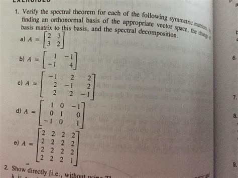 Solved 1 Verify The Spectral Theorem For Each Of The