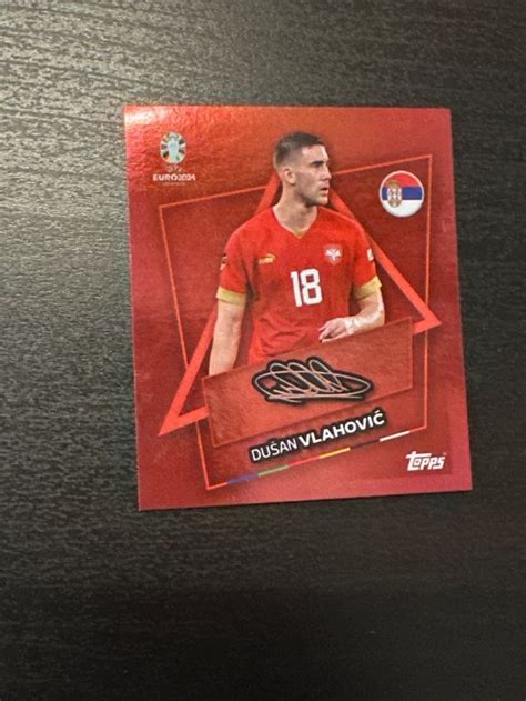 Topps Euro 2024 Sticker Dusan Vlahovic Signature Red SRB SP Kaufen