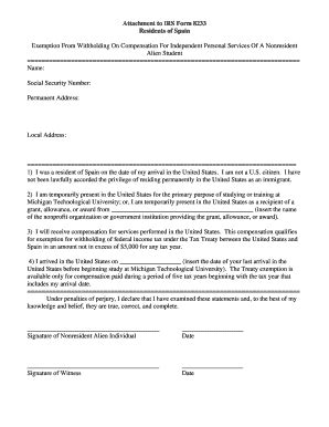 Fillable Online Admin Mtu Attachment To Irs Form Residents Of