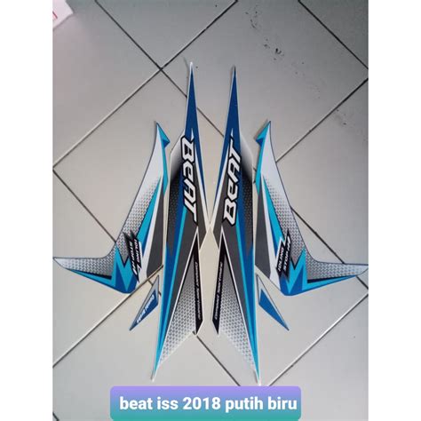 Jual Stiker Striping Motor Honda Beat Iss 2018 Putih Biru Shopee