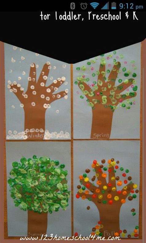 Four Seasons Hand Print Trees Seasons Activities Seasons