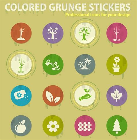 Premium Vector Plants Tools Colored Grunge Icons