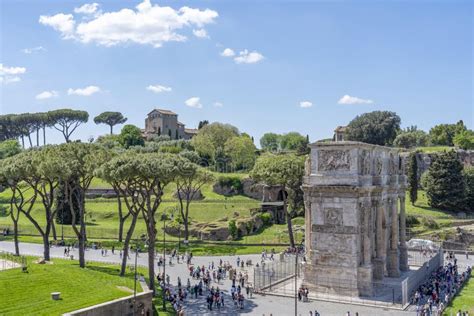 Arch Of Constantine In Rome With The Remains Of Elagabalium In The