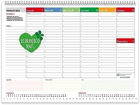 Planner Settimanale Da Tavolo Spiralato Con Tutte Le Date Stampate