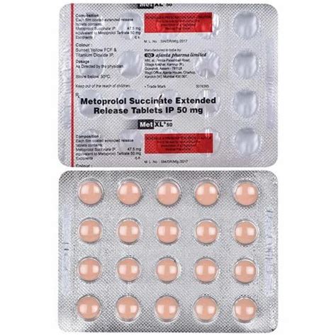 Metoprolol Succinate Extended Release Tablet Packaging Type Box 50 Mg At ₹ 39 20 Stripe In Mumbai