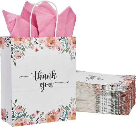 Amazon Pack Medium White Floral Thank You Paper Gift Bags