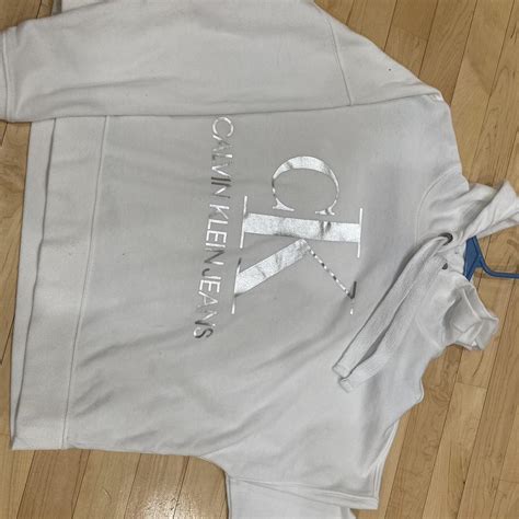 Calvin Klein Women's White Hoodie | Depop