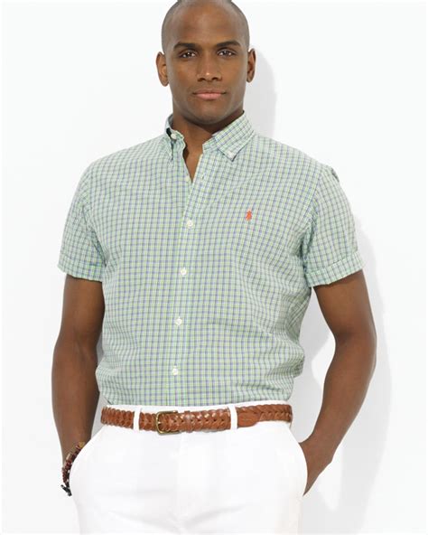 Lyst Ralph Lauren Polo Custom Short Sleeved Plaid Poplin Button Down