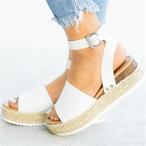 Raffia Platform Ankle Strap Sandals