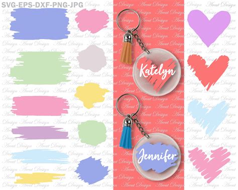 Keychain Paint Brush Stroke Svg File Svg Png Dxf Eps Free