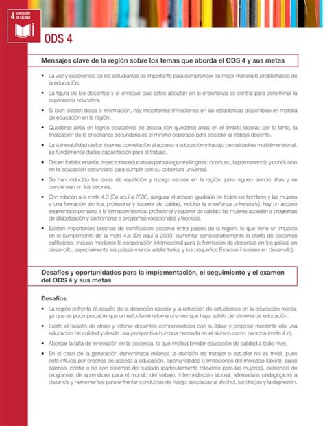 Ods 4 Educación De Calidad Pdf