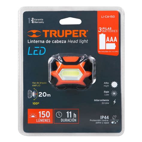 Linterna Led para Cabeza 1 LED 150 Lúmenes de 3 pilas AAA Truper