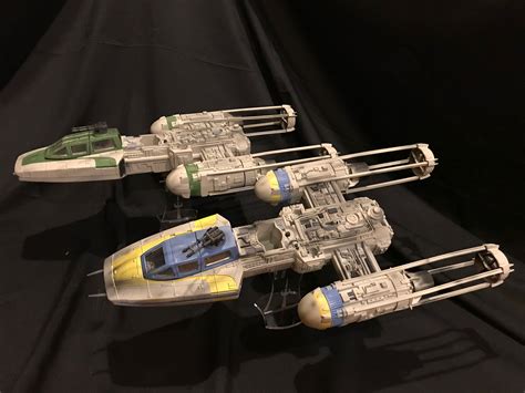 Green Two And Gold Leader Custom Painted Y Wings Star Wars Spaceships