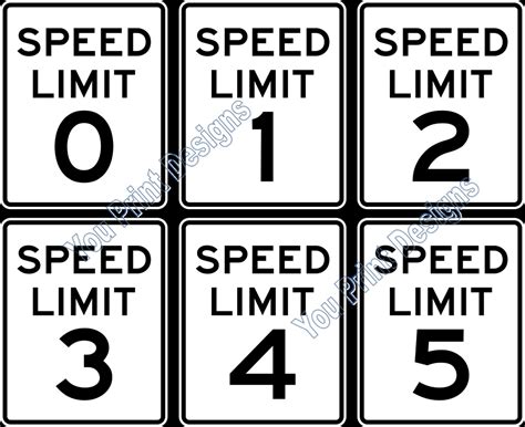 Printable Speed Limit Signs Party Decorations Scrapbooking Paper