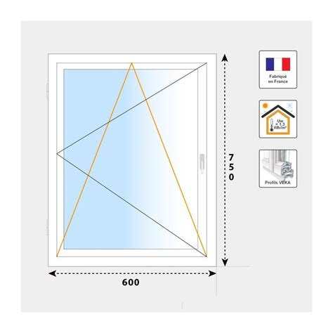 Fenêtre 1 vantail oscillo battant PVC H75 cm x L60 cm blanc Leroy Merlin