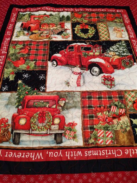 Red Truck Christmas Quilt Fun Christmas Quilt Christmas Truck Longarm Quilting Quilting