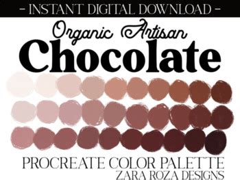 Organic Artisan Chocolate Procreate Color Palette By Zara Roza Tpt