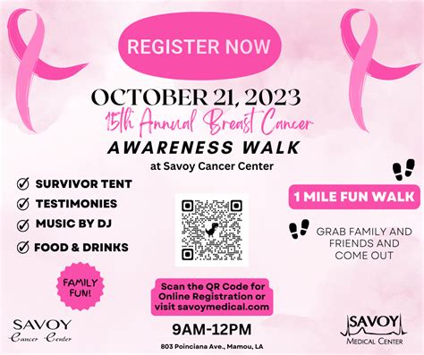 15th Annual Savoy Cancer Center Breast Cancer Awareness Walk Savoy