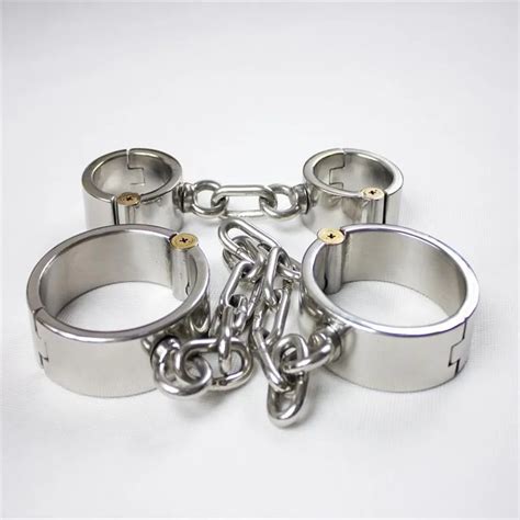 2pcs Set Stainless Steel Handcuffs For Sex Leg Irons Bdsm Bondage Kit