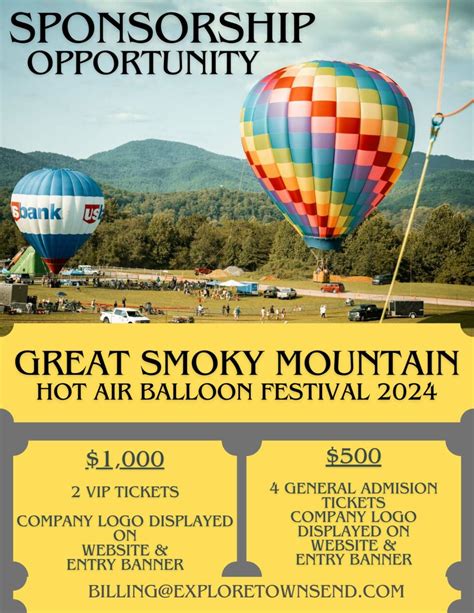 Sponsorship Opportunity The Great Smoky Mountain Hot Air Ballon Festival