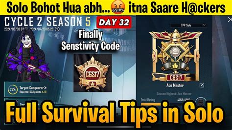 🇮🇳day 32 How To Get High Plus In Solo Bgmi Solo Conqueror Rankpush Tips C6s16 Youtube