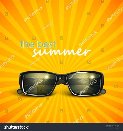 Sunglasses Tropical Island Reflection Summer Background Stock Vector Royalty Free 106475627