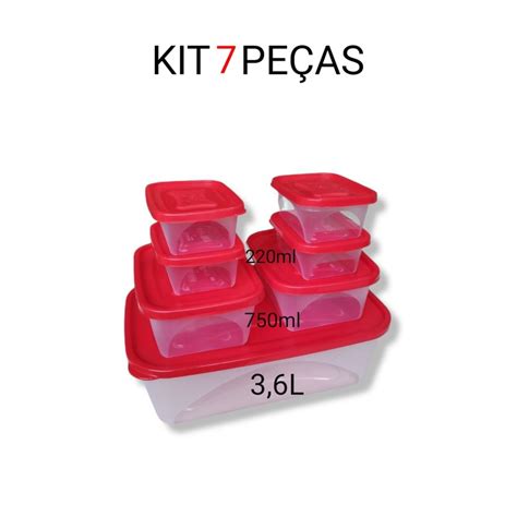 kit conjunto Potes vasilhas Marmita de Plástico Tampa Hermética