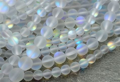 3 Sizes Synthetic Moonstone Beads With Iridescent Effect Etsy Uk