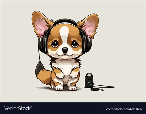 Dog wearing a headphones Royalty Free Vector Image