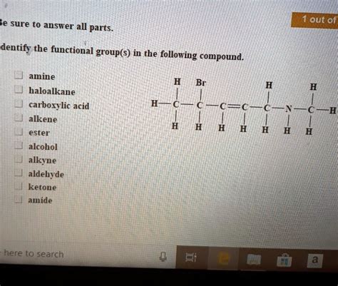 Solved E Sure To Answer All Parts Guto Dentify The Functional Group S In The Following Compound