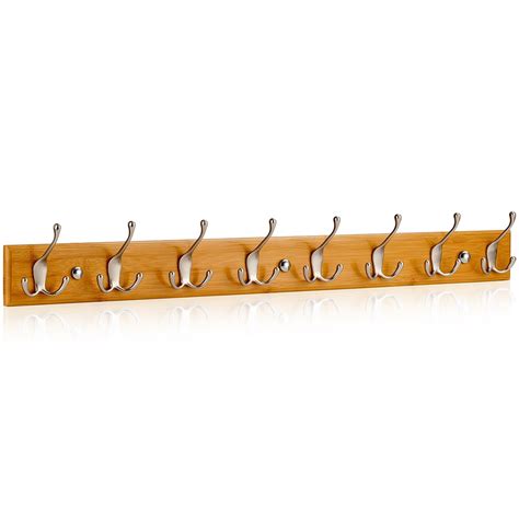 8 Hook Coat Rack In Natural Bamboo Larhn