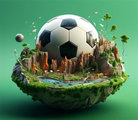 Premium Photo Arafed Soccer Ball In The Air With A City And A