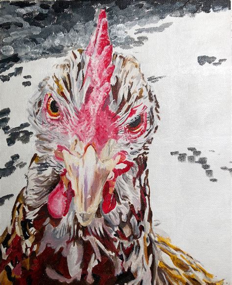 Bird Portrait Chicken Oil Painting Etsy