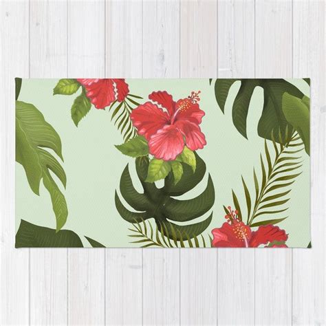 Buy Tropical Pink Hibiscus Floral Rug By Newburydesigns Worldwide