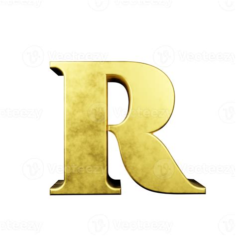 Gold Text Effect Letter R 3d Render 16317096 Png