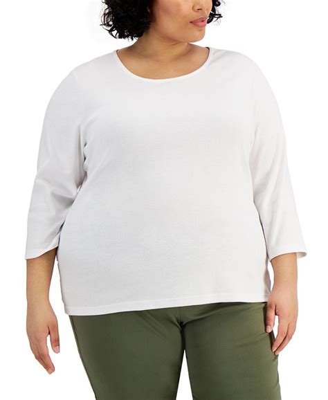 Karen Scott Plus Size Cotton Scoop Neck Top Created For Macys Macys