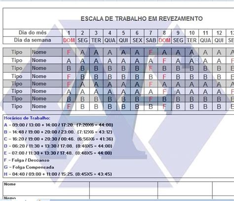 Escala De Hor Rio Em Revezamento Para Frigor Fico Ou Granja Escala De