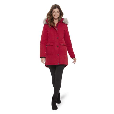 Canadiana Womens Parka Jacket With Faux Fur Trim Hood Walmart Canada