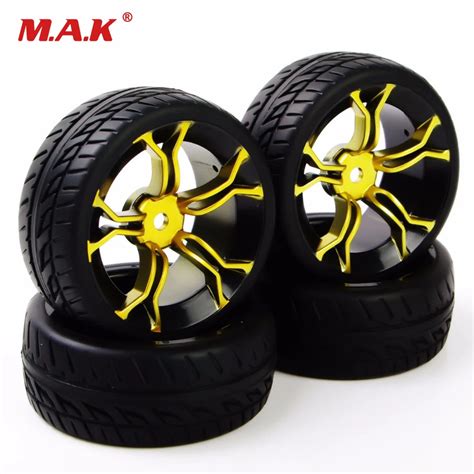 4Pcs Rc Car Tires Rubber Tyre Wheel Rim For HSP HPI RC 1 10 Flat