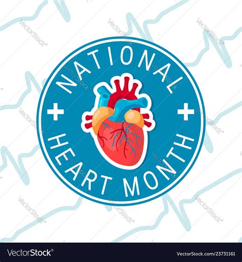 National Heart Month Concept In Flat Style Vector Image